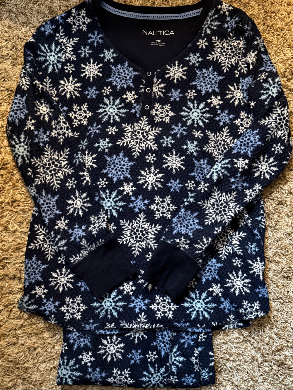 Nautica Women’s Pajamas Blue White Snowflakes Size Small